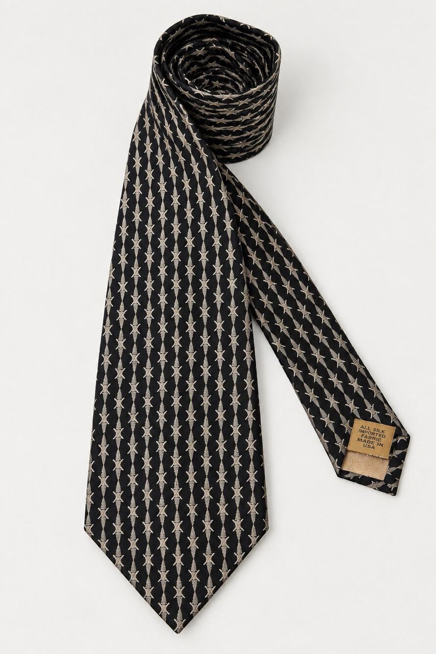 Donna Karan Silk Tie Black Taupe 100% Silk Made in Italy